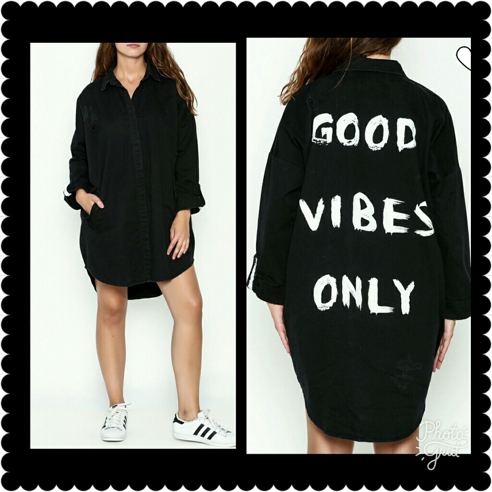 "GOOD VIBES ONLY" Oversized Shirt/Dress
